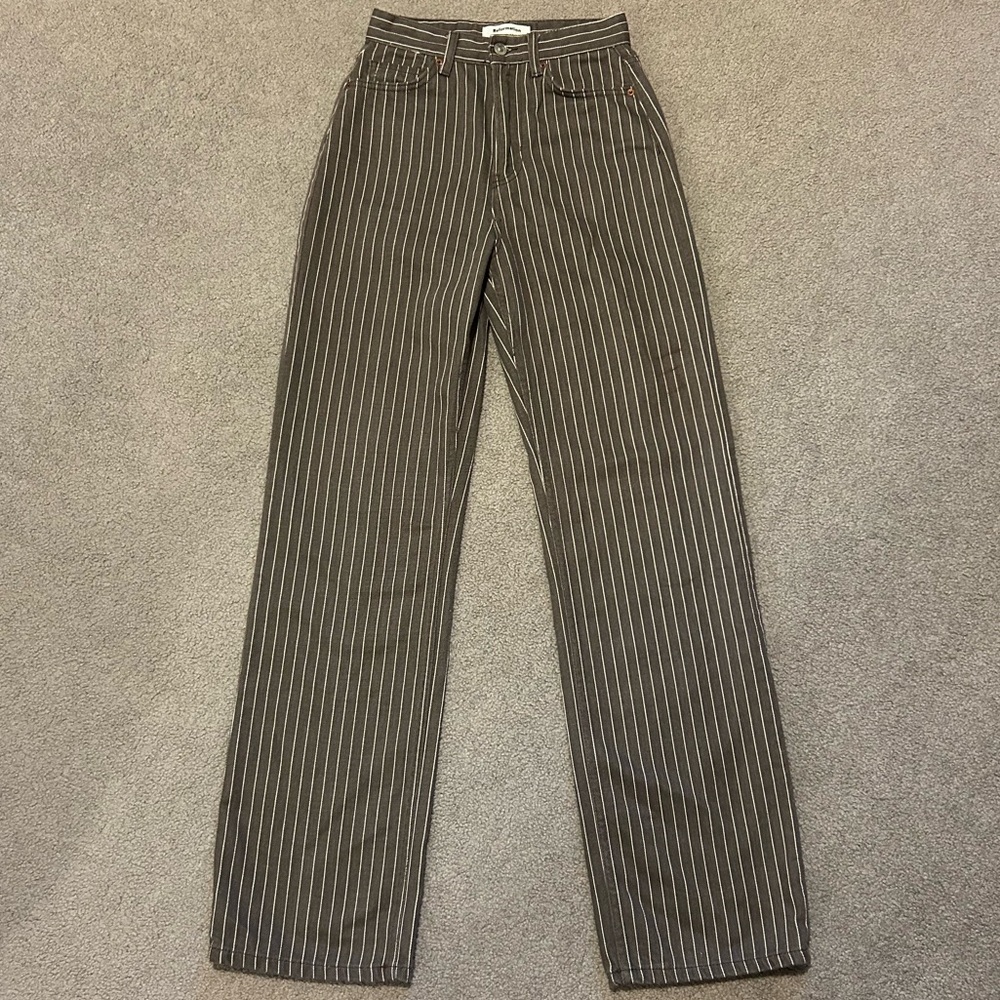 Reformation Brown Striped Flare Jeans